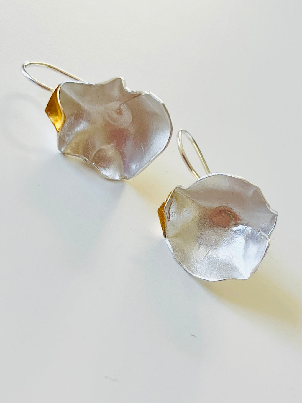Jennie Gill handmade silver and gold plated sculptural stud earrings
