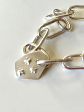Load image into Gallery viewer, Jennie Gill Sterling sIlver bracelet with Sculptural textured tag &amp; Handmade heavy Chain
