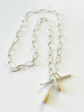 Load image into Gallery viewer, Jennie Gill Silver Necklace with textured gold plated  and rose thorn buckle necklace -Handmade Chain
