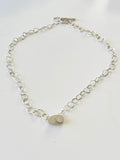 Jennie Gill Silver DOUBLE PETAL Necklace with Handmade Chain  WITH rose thorn buckle necklace