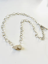 Load image into Gallery viewer, Jennie Gill Silver DOUBLE PETAL Necklace with Handmade Chain  WITH rose thorn buckle necklace
