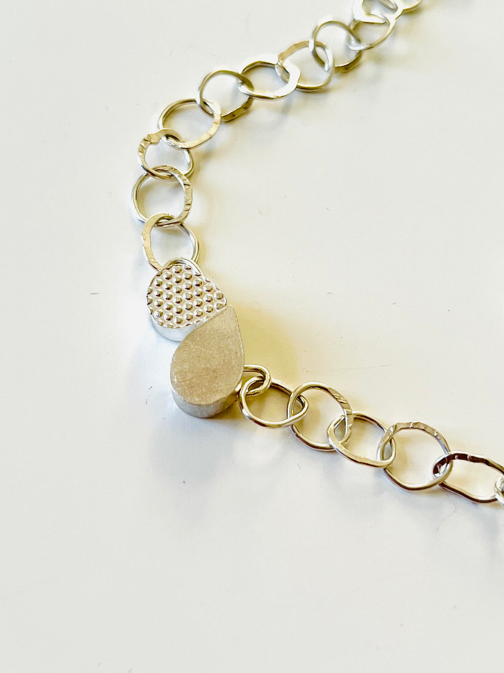 Jennie Gill Silver DOUBLE PETAL Necklace with Handmade Chain  WITH rose thorn buckle necklace