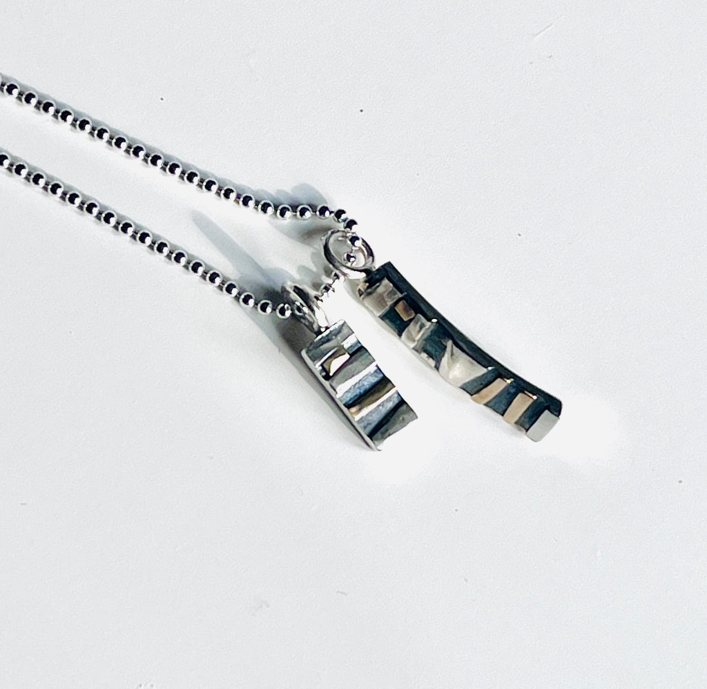 Adele Taylor Textured Silver Pendant with 14ct gold details– Handmade in Sheffield