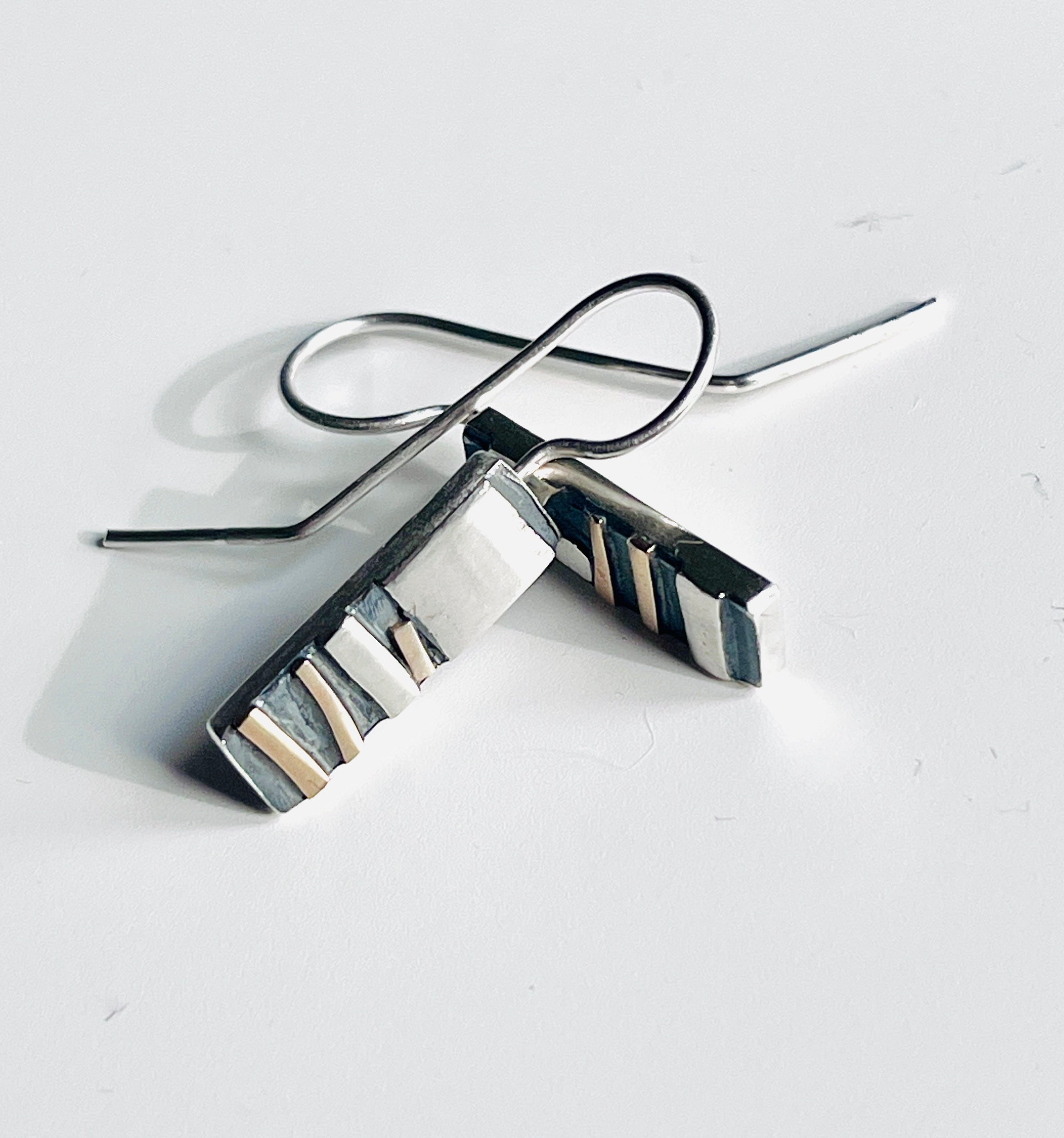 Adele Taylor rectangular geometric Earrings –  Silver & 14ct Gold Detail | Handmade in Sheffield (Copy)