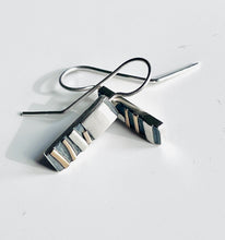 Load image into Gallery viewer, Adele Taylor rectangular geometric Earrings –  Silver &amp; 14ct Gold Detail | Handmade in Sheffield (Copy)
