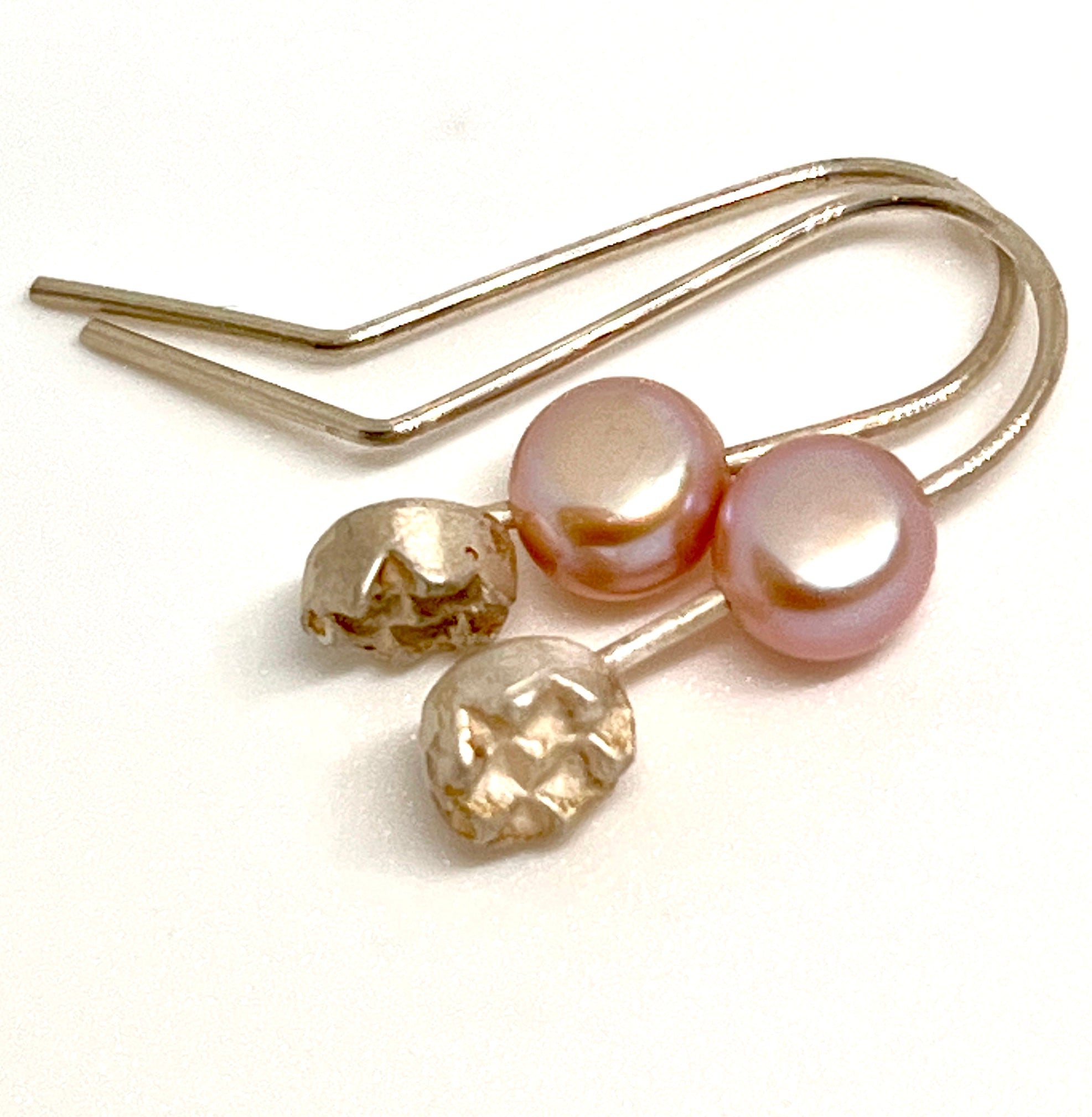 Adele Taylor Textured Sterling Silver earrings  with pink prsl– Handmade in Sheffield (Copy)