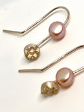 Adele Taylor Textured Sterling Silver earrings  with pink prsl– Handmade in Sheffield (Copy)