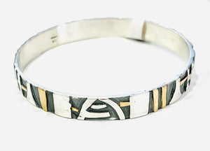 Adele Taylor Sterling silver, oxidised silver and 14ct gold plating bangle