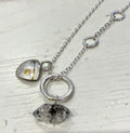 STERLING SILVER AND gold plated silver charm  and herkimer diamond pendants necklace