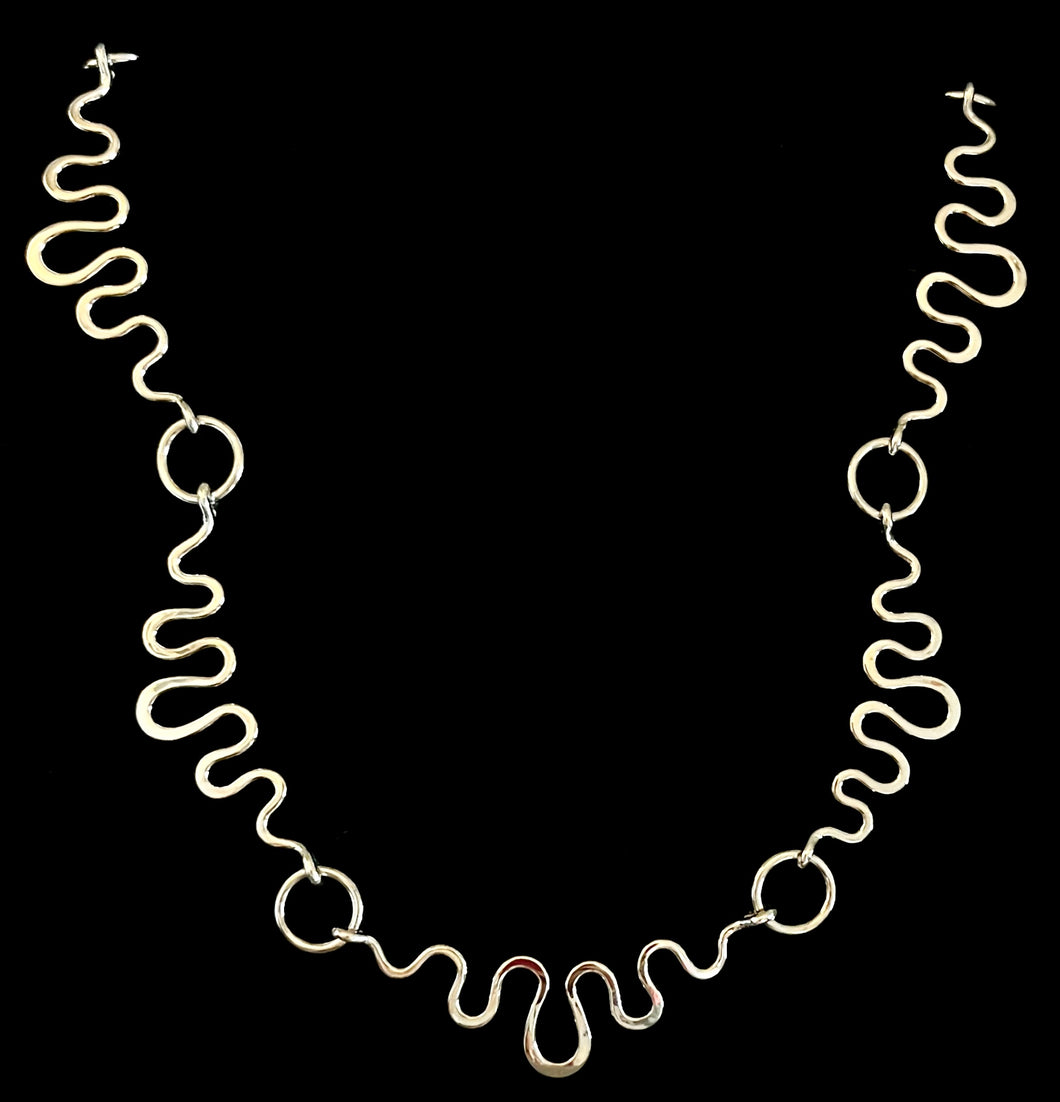 JB Silver Squiggle 7 sections necklace