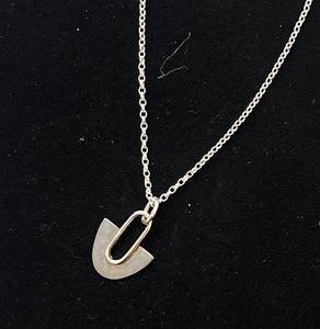 JB Silver half round pendant