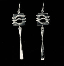 Load image into Gallery viewer, Silver Paris drop earrings with oxidised finish
