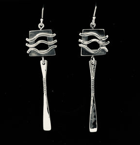 Silver Paris drop earrings with oxidised finish