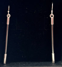 Load image into Gallery viewer, Silver oxi wired earrings with silver caps at the end
