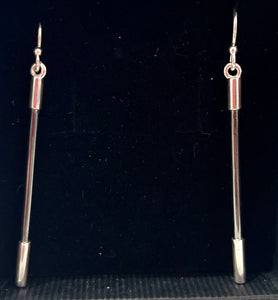 Silver oxi wired earrings with silver caps at the end