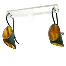 Load image into Gallery viewer, Jennie Gill silver/oxidised silver and gold vermeil tube earrings

