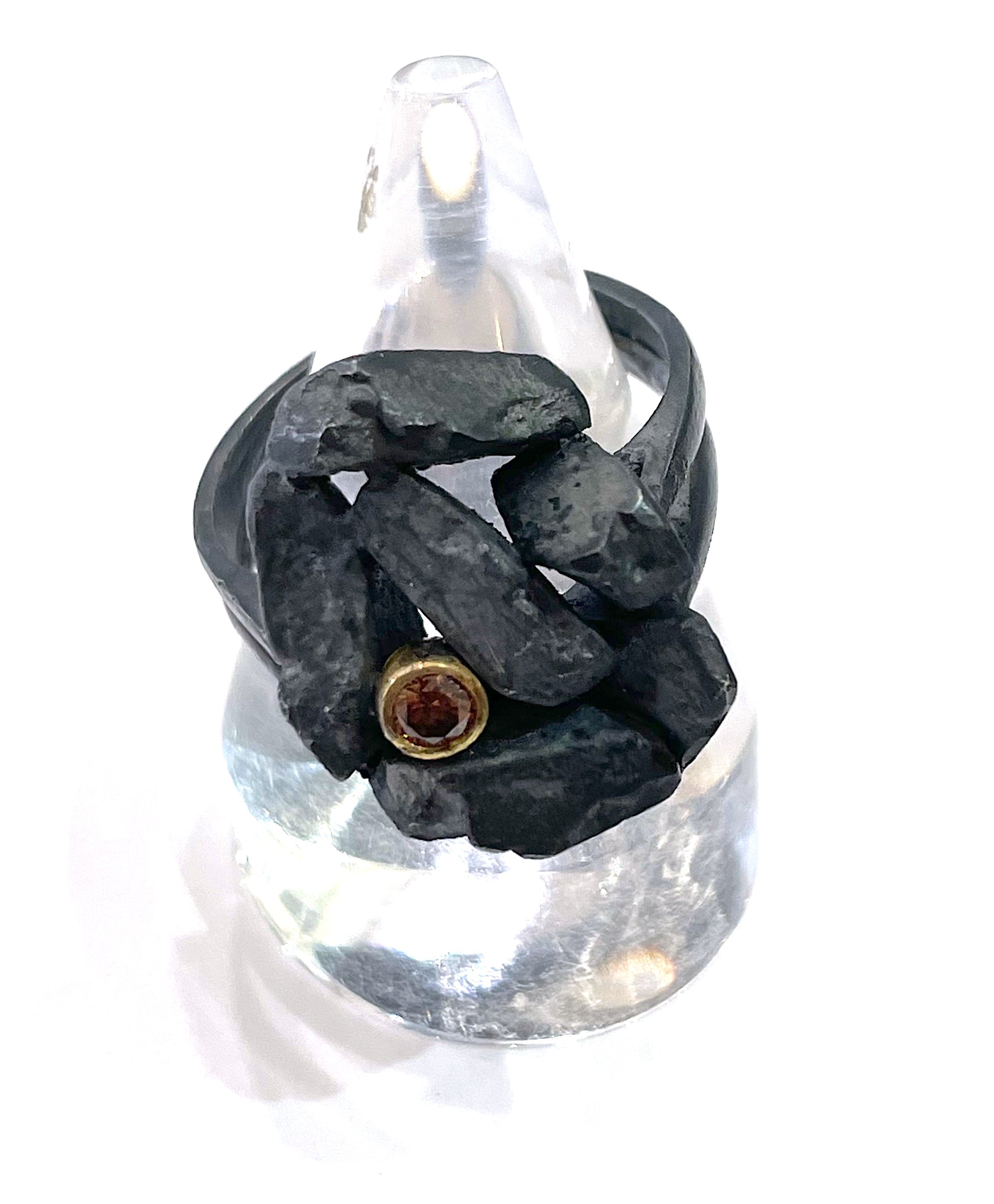 Gritstone Oxidised  Sterling Silver, 18ct gold,  and citrine ring from Jennie Gill