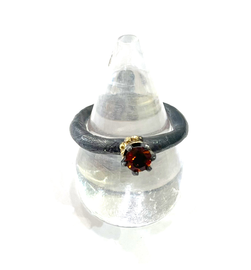 Oxidised  Sterling Silver, 18ct gold,  and citrine ring from Jennie Gill