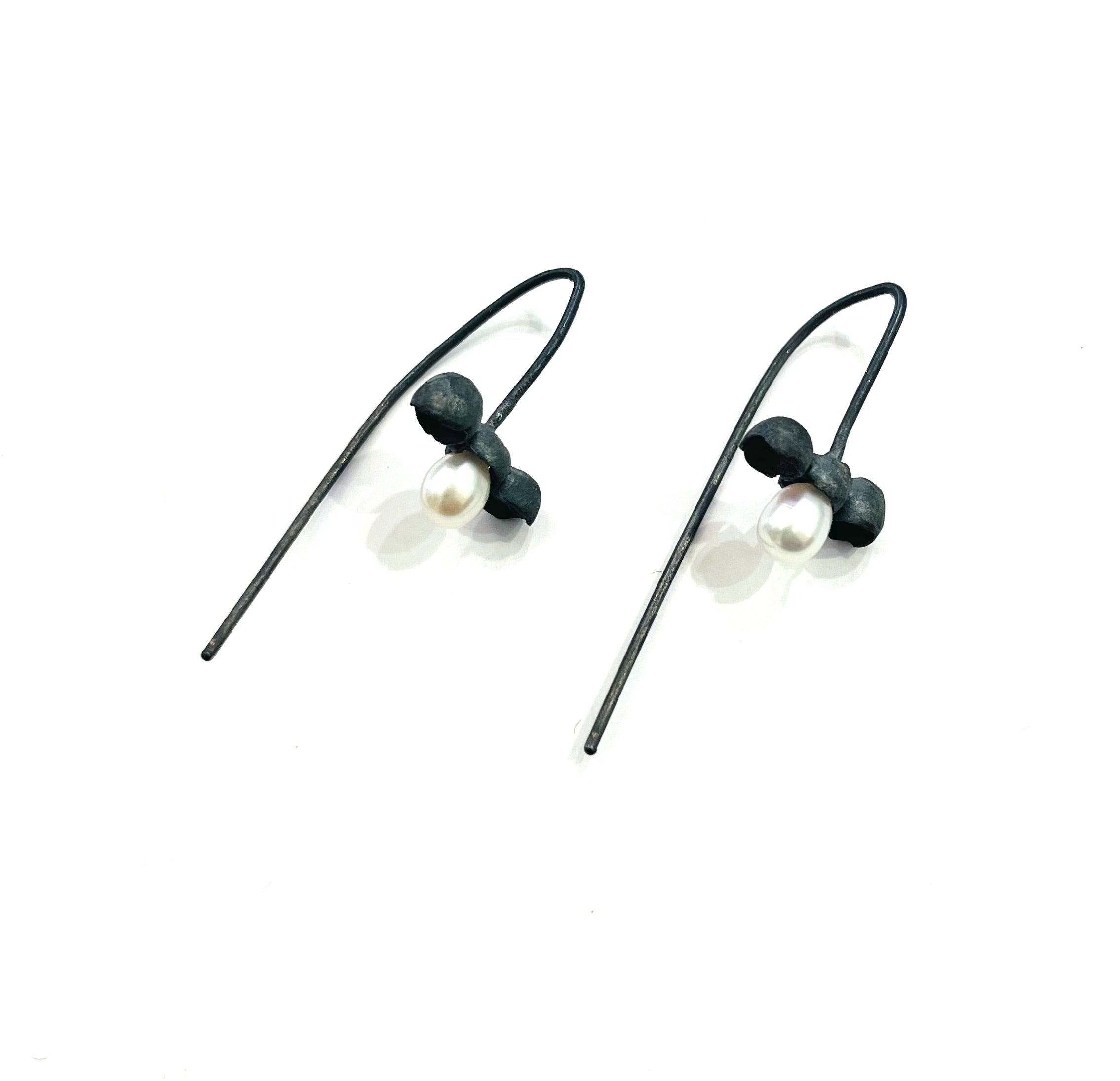 Oxidised /Sterling Silver,SEA PEARL earrings in various designs from Jennie Gill