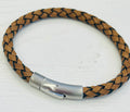 Leather Bracelet with Matte and polished Steel Clasp B552