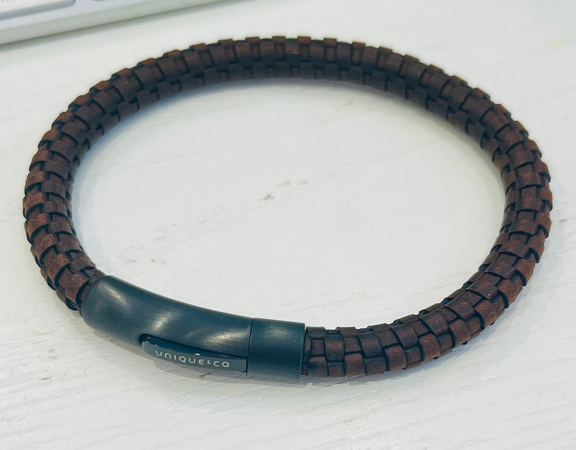Leather Bracelet with black  matt ip Clasp B554/b568