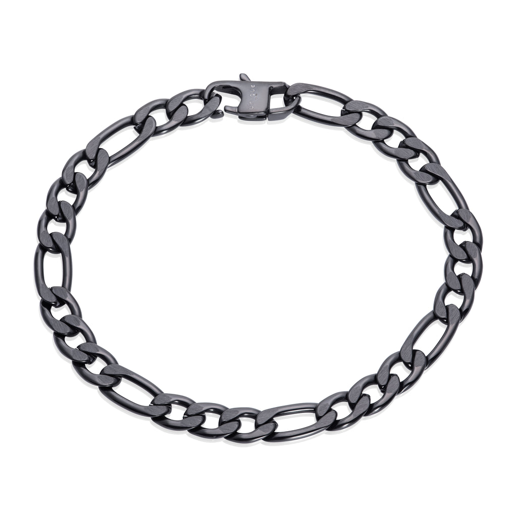 Stainless Steel Figaro Bracelet matte and polished lab182/3