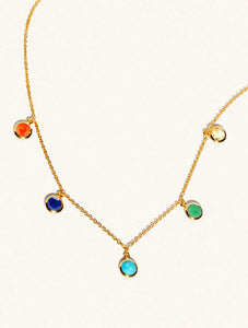 18k Gold Vermeil Carnival Multicolour 5 Drop Gemstone Necklace