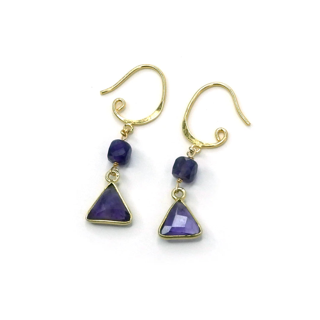 AM amethyst, gold plated earrings
