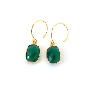 AM Green Onyx gold plated earrings