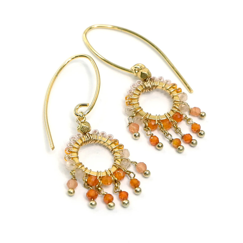 AM  Gemstones and Crystal, gold plated earrings