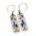 AM  Square Lapis, gold plated earrings