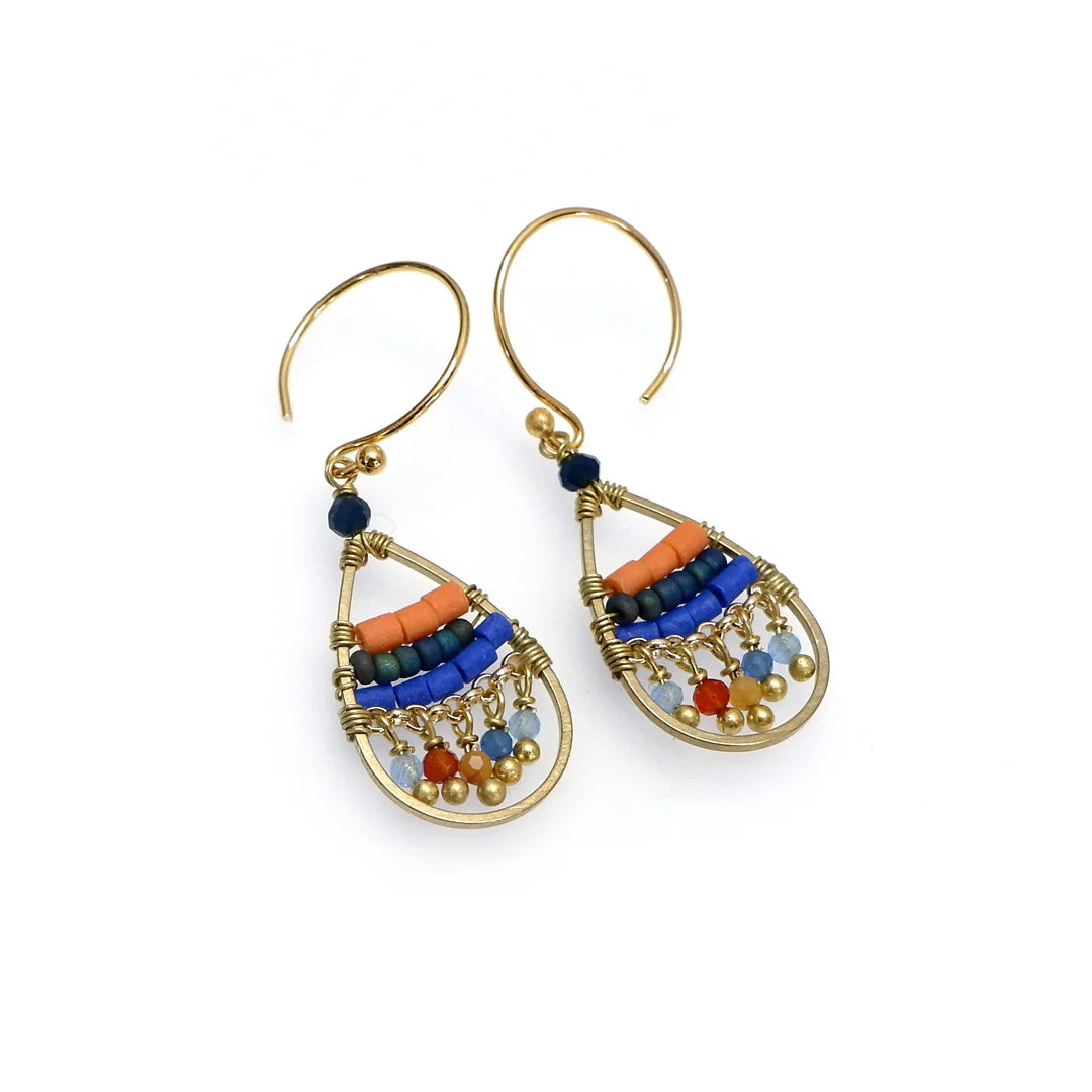 AM  Drop Lapis, gold plated earrings