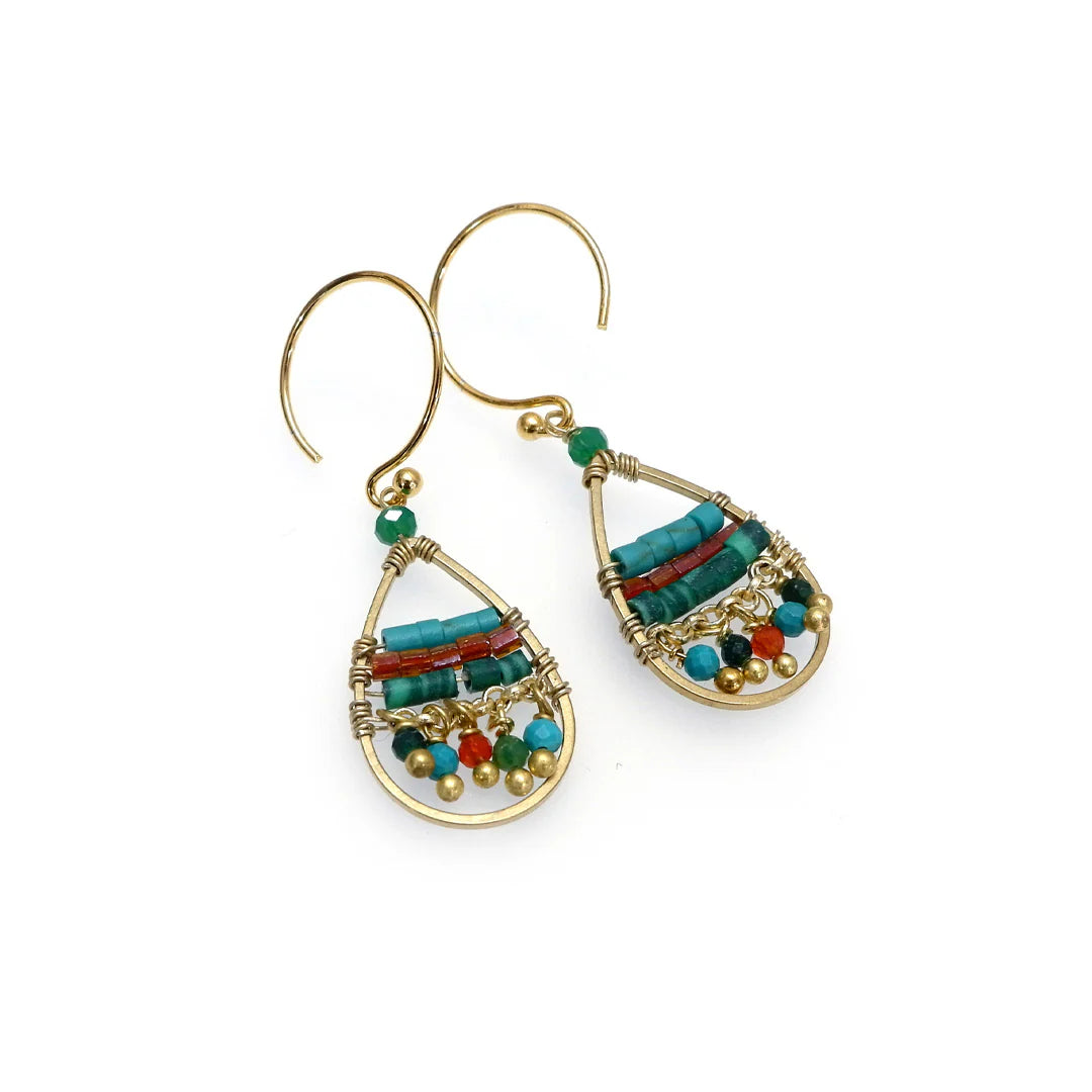 AM  Drop Lapis, gold plated earrings