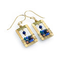 AM  Rectangular Gemstones and Crystal, gold plated earrings