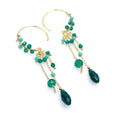 AM Handcrafted Green Onyx Gemstones  gold plated earrings
