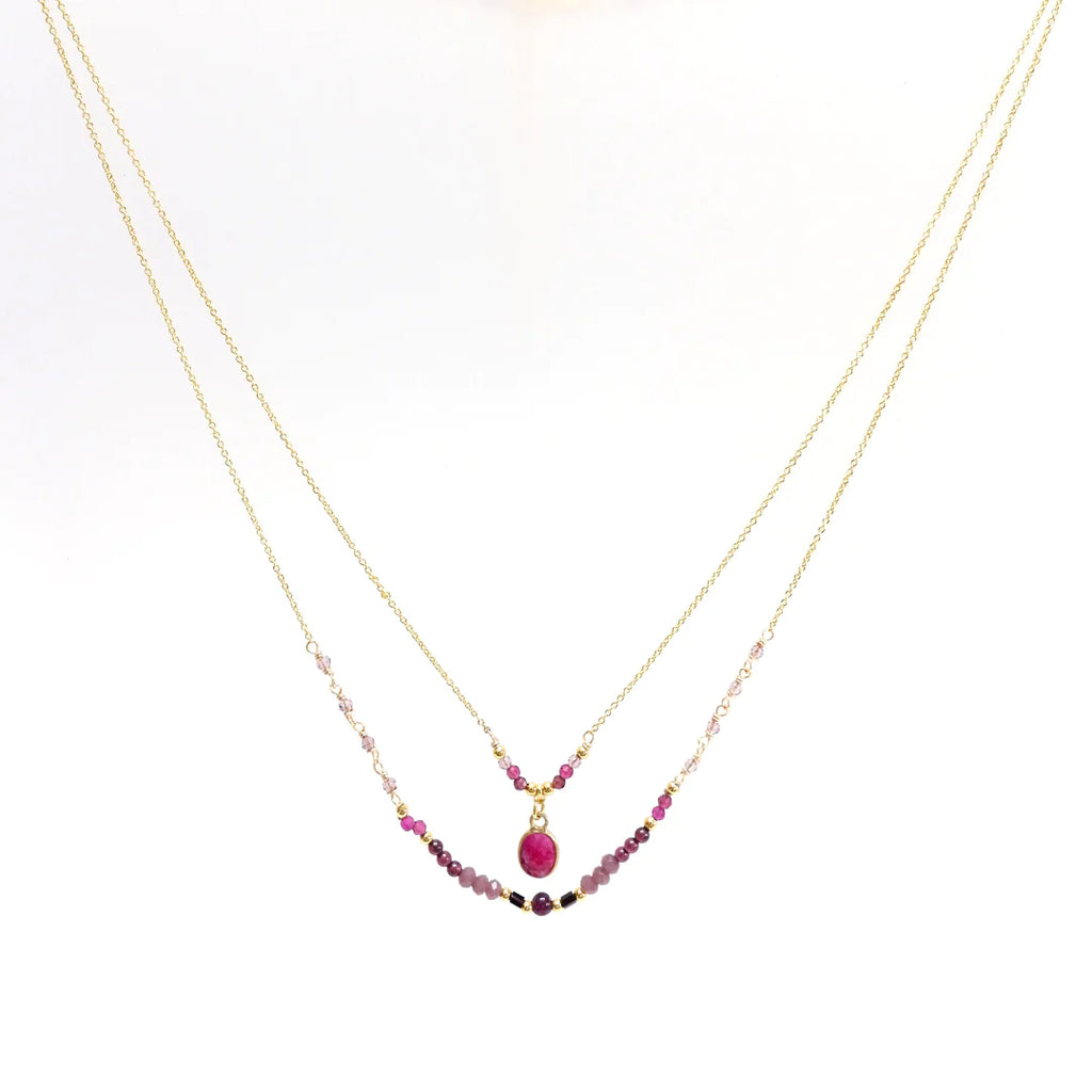 AM  GARNET & RHODOCHROSITE NECKLACE