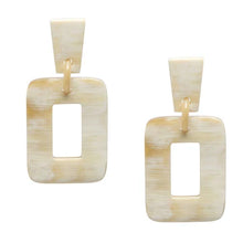 Load image into Gallery viewer, BRANCH Buffalo Horn Rectangle Shaped Drop Earrings
