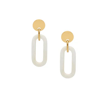 Open Link Natural Horn Drop Earring - Gold