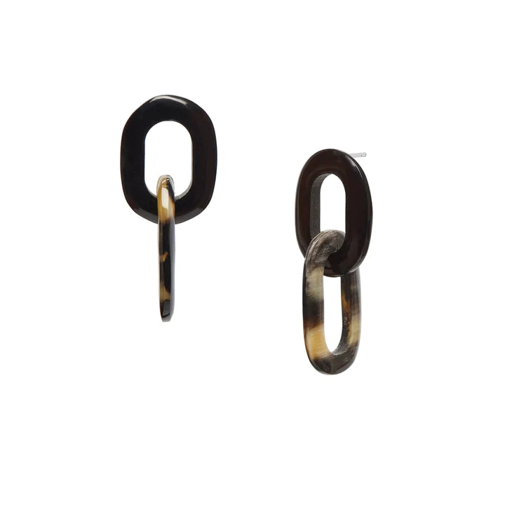 BRANCH Buffalo Horn Oval Link Earrings