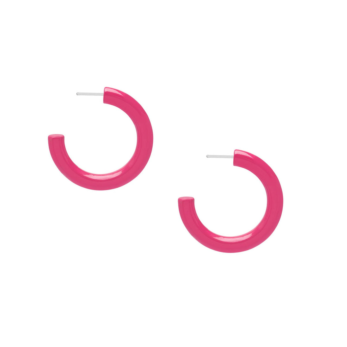 BRANCH Rounded Fuchsia Pink lacquered horn hoop earrings LH/ER422/FCS