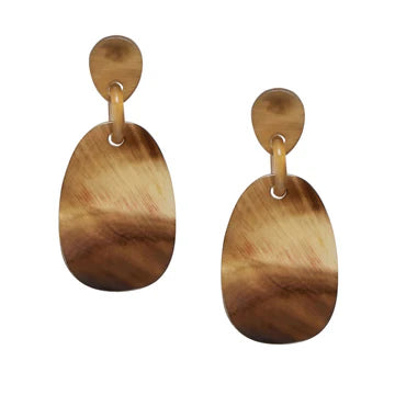 BRANCH Brown Natural Oval Drop Horn Earring