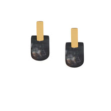 Load image into Gallery viewer, Horn &amp; Gold Plate Oblong Shaped Drop Earrings
