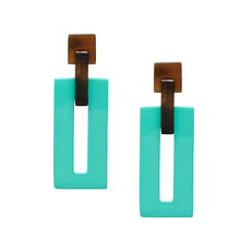 Load image into Gallery viewer, BRANCH RECTANGLE LINK HORN EARRINGS
