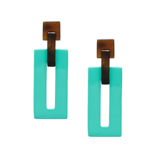 BRANCH RECTANGLE LINK HORN EARRINGS