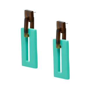 BRANCH RECTANGLE LINK HORN EARRINGS