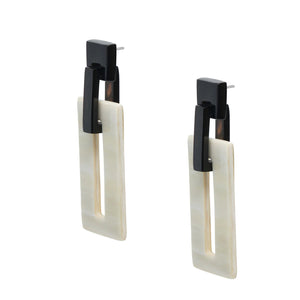 BRANCH RECTANGLE LINK HORN EARRINGS