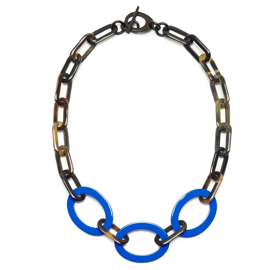 BRANCH Buffalo Horn BLUE AND BLACK NATURAL MID LENGTH HORN NECKLACE
