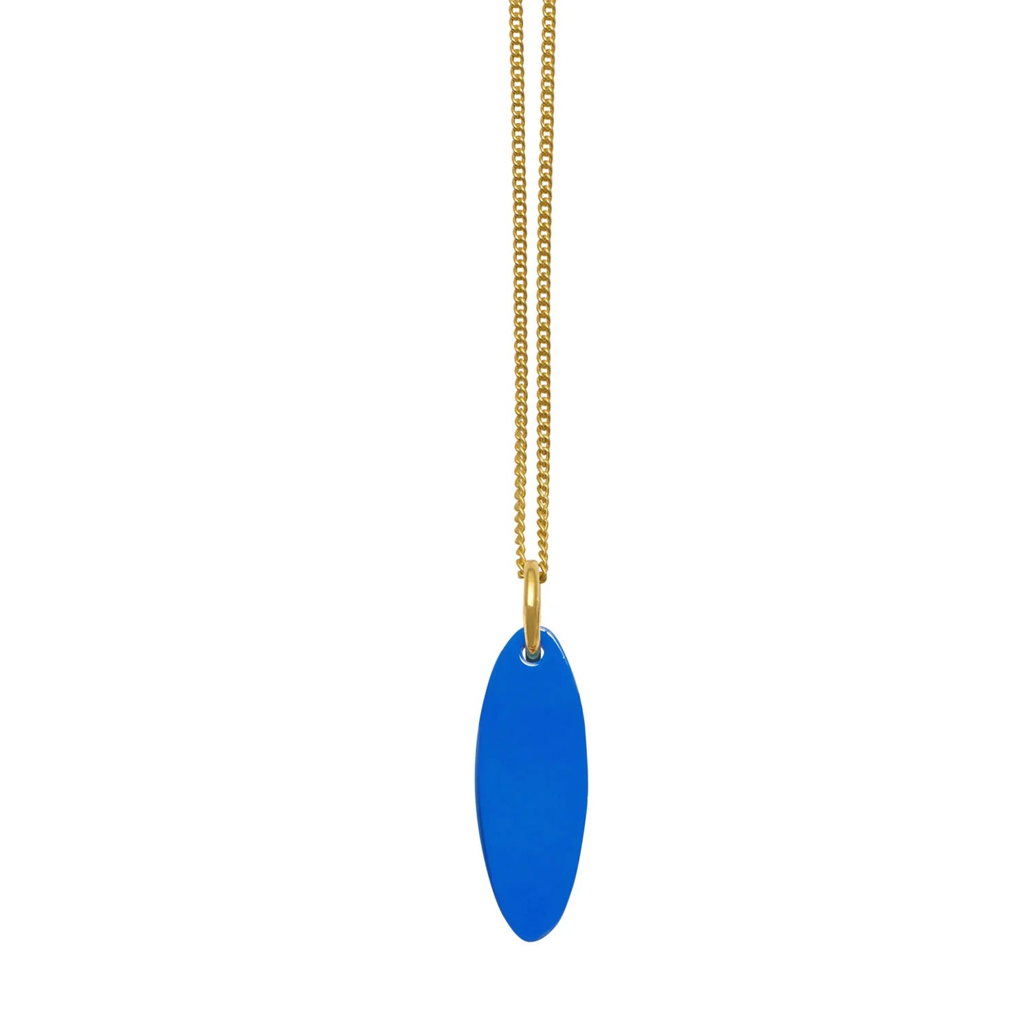 BRANCH Buffalo Horn Small Oval lacquered pendant on 18 inch