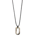 Black Rectangle Horn & Cord Pendant