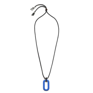 Black Rectangle Horn & Cord Pendant
